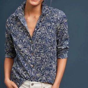 Anthropologie Maeve Floral Button Down Top